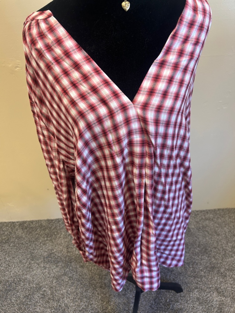 NWT LOFT Red and White Plaid Blouse Size 22-1x